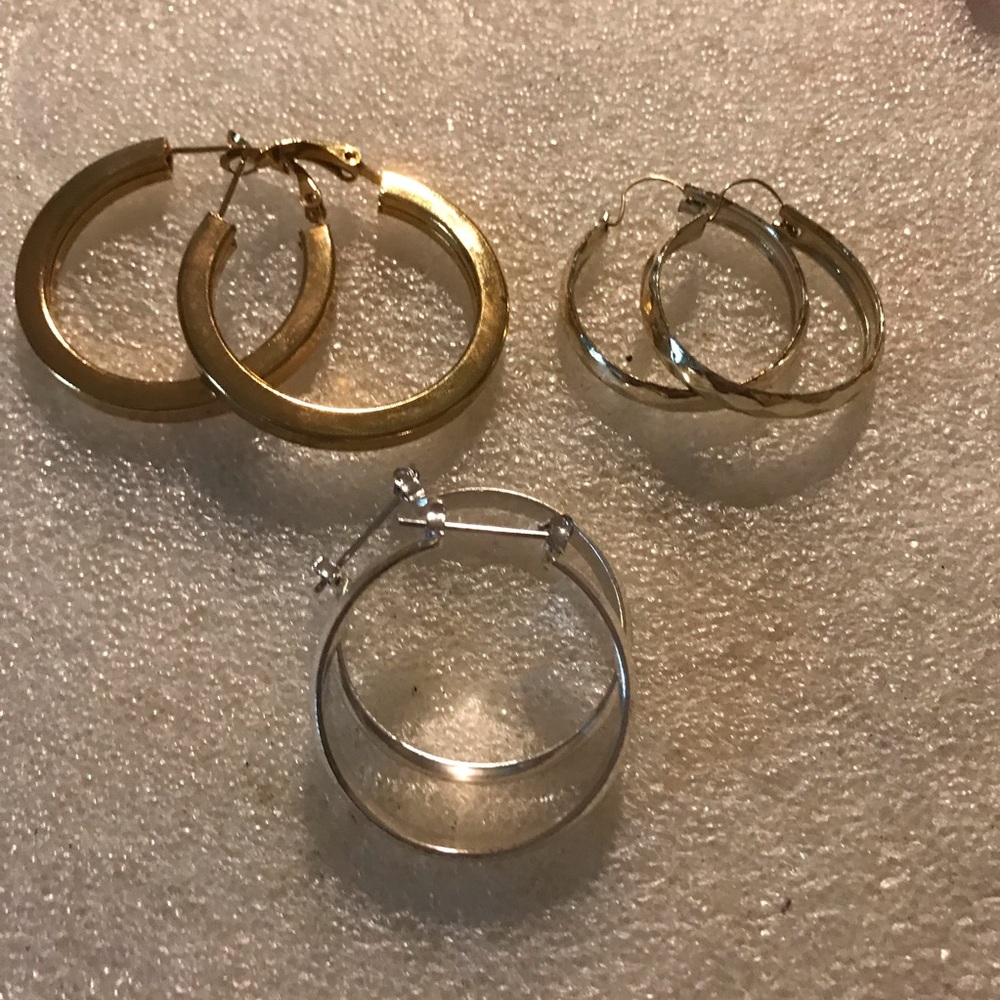Gold and Silver Hoop Earring Set - Classic Women's Jewelry